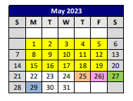 District School Academic Calendar for Highland Park Alter Ed Ctr for May 2023