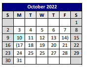 District School Academic Calendar for P A S S Learning Ctr for October 2022