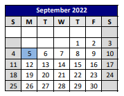 District School Academic Calendar for Highland Park Alter Ed Ctr for September 2022