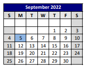 District School Academic Calendar for P A S S Learning Ctr for September 2022