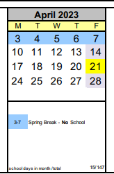 District School Academic Calendar for Hazel Valley Elementary for April 2023