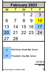 District School Academic Calendar for Hazel Valley Elementary for February 2023