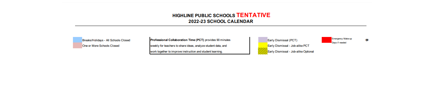 District School Academic Calendar Key for Big Picture School