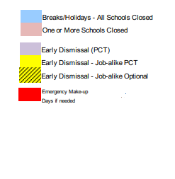 District School Academic Calendar Legend for Head Start