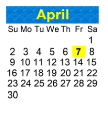 District School Academic Calendar for Eclp Administration for April 2023