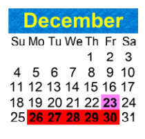 District School Academic Calendar for Mitchell Elementary School for December 2022