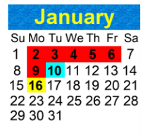 District School Academic Calendar for Richard Milburn Academy for January 2023