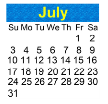 District School Academic Calendar for Hope Preparatory Academy for July 2022