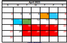 District School Academic Calendar for Detention Ctr for April 2023