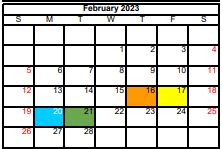 District School Academic Calendar for Detention Ctr for February 2023