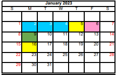 District School Academic Calendar for Detention Ctr for January 2023