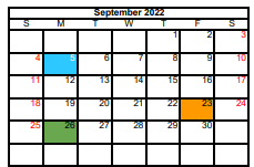 District School Academic Calendar for Detention Ctr for September 2022