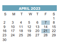 District School Academic Calendar for Walipp for April 2023