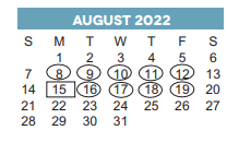 District School Academic Calendar for Carnegie Vanguard High School for August 2022