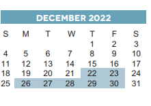 District School Academic Calendar for Benavidez Elementary for December 2022