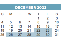 District School Academic Calendar for Stevenson Middle for December 2022