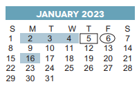 District School Academic Calendar for Dominion Academy Charter School for January 2023