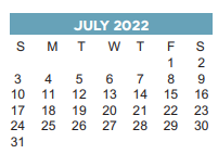District School Academic Calendar for Sherman Elementary for July 2022