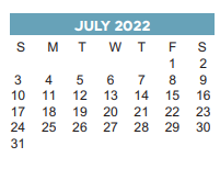 District School Academic Calendar for Harris Co J J A E P for July 2022