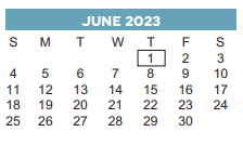 District School Academic Calendar for Travis Elementary for June 2023