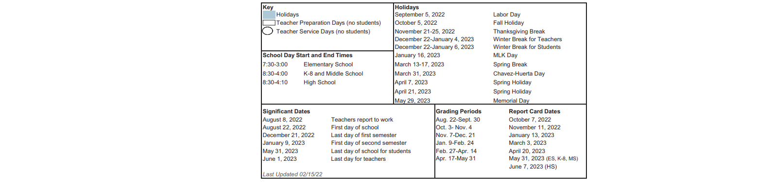 District School Academic Calendar Key for Attucks Middle