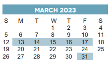 District School Academic Calendar for Hohl Elementary for March 2023