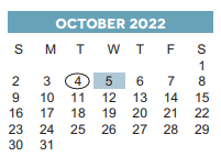 District School Academic Calendar for Wharton Elementary for October 2022