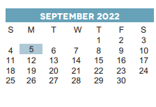 District School Academic Calendar for Rebuild Hisd Campus for September 2022