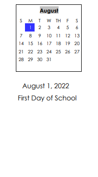 District School Academic Calendar for Russell Elementary School for August 2022