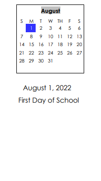 District School Academic Calendar for Perry Primary School for August 2022