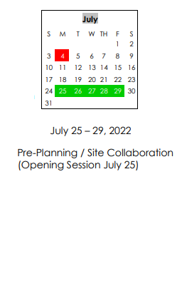 District School Academic Calendar for New Elem #8 for July 2022