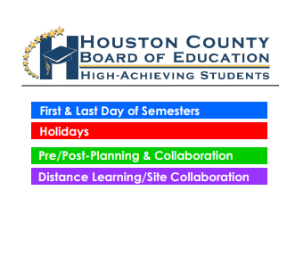 District School Academic Calendar Legend for Houston County Alternative School