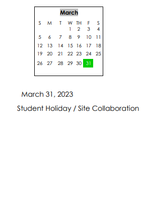 District School Academic Calendar for Rehobeth Elementary School for March 2023