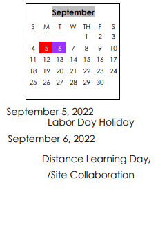 District School Academic Calendar for Thomson Middle School for September 2022