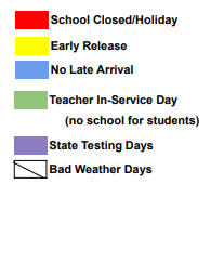 District School Academic Calendar Legend for Huffman Middle