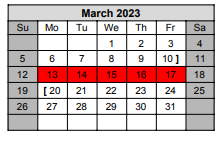 District School Academic Calendar for Excel Academy for March 2023
