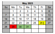 District School Academic Calendar for Hargrave H S for May 2023