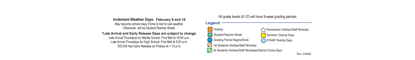 District School Academic Calendar Key for Willow Creek Elementary