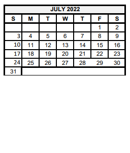 District School Academic Calendar for Huntington Int for July 2022