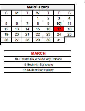 District School Academic Calendar for Pride Alter Sch for March 2023