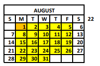 District School Academic Calendar for Martin Luther King Jr Elementary School for August 2022