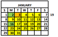 District School Academic Calendar for Weatherly Heights Elementary School for January 2023
