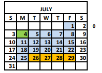 District School Academic Calendar for Westlawn Middle School for July 2022