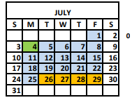 District School Academic Calendar for Huntsville Middle School for July 2022