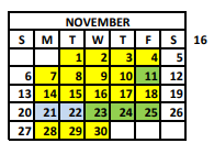 District School Academic Calendar for Whitesburg Middle School for November 2022