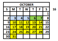 District School Academic Calendar for Huntsville Center For Technology for October 2022