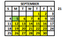 District School Academic Calendar for Providence School for September 2022