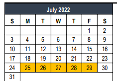 District School Academic Calendar for Technical Ed Ctr for July 2022