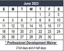 District School Academic Calendar for Technical Ed Ctr for June 2023
