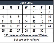 District School Academic Calendar for Tarrant Co J J A E P for June 2023